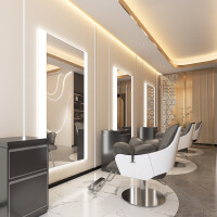 Kampaamokonsoli parturikonsoli kampaamopeili LED alumiinikehys 200x80 PRO