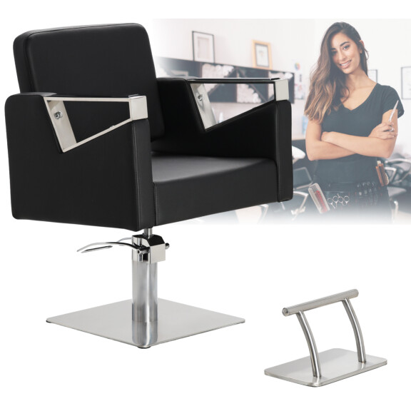 Kampaamo tuoli Tomas musta hydraulinen kääntyvä jalkatuki kampaamo kampaamo kampaamo tuoli kampaamo tuoli
