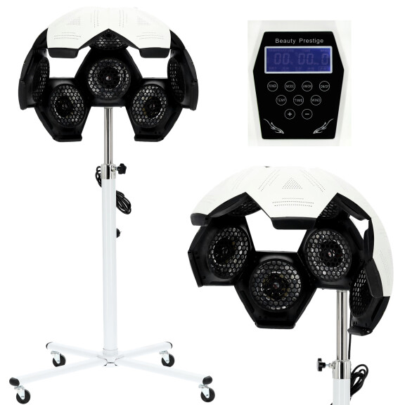 Infrazon hiustenhoitolaite Neptun nopeuttaa hiustenhoitotoimenpiteiden vahvistamista ja auttaa palauttamaan värjäyksen kiharoille kampaamolle.