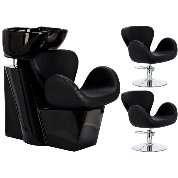 Viva Set kampaamo pesuallas ja 2 x kääntyvä hydraulinen kampaamo tuoli kampaamo salonki pesuallas liikkuva kulho keraaminen sekoitin hana...