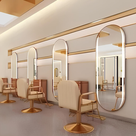 Kampaamokonsoli parturikonsoli kosmetiikkakonsoli peili LED alumiinikehys 170x70 PRO