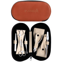 Manikyyri-pedikyyri kosmetiikkasetti kynsileikkurit kynsinauhatyökalu kynsisakset pinsetit SPA-salonkiin ruskea