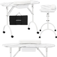 Kokoontaitettava mobiili kosmetologinen pöytä valkoinen CB-8001-WHITE