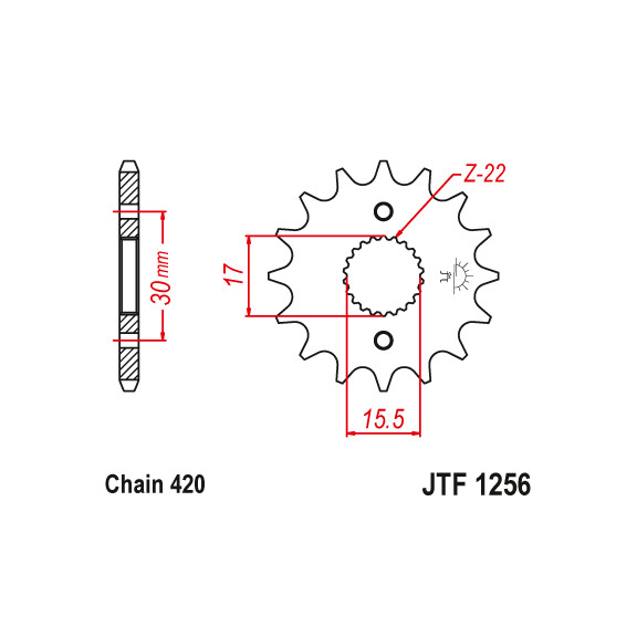 Zębatka przód 14Z JTF1256.14 Honda CR 80 CRF 50 XR 50