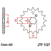 Zębatka przód 14Z JTF1127.14 Derbi Senda 50 02-05 Gilera SMT 50 03-05