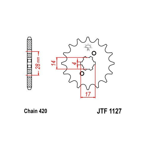 Zębatka przód 14Z JTF1127.14 Derbi Senda 50 02-05 Gilera SMT 50 03-05