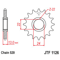 Zębatka przód 16Z JTF1126.16 Aprilia Moto 6.5 650 95-01 Pegaso 650 92-96