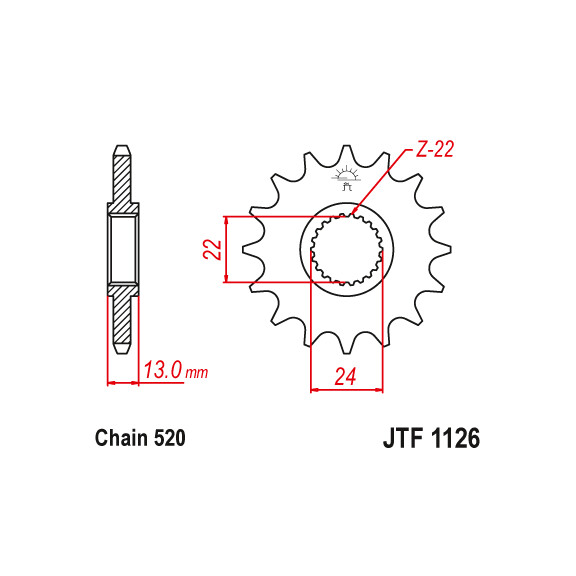Zębatka przód 16Z JTF1126.16 Aprilia Moto 6.5 650 95-01 Pegaso 650 92-96