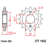 Zębatka przód 14Z JTF1042.14 Kymco Maxxer 300 06-17 MXU 250 05-13