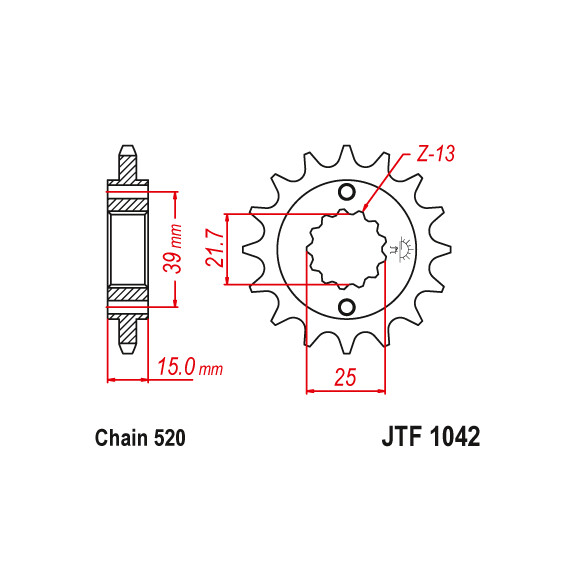 Zębatka przód 14Z JTF1042.14 Kymco Maxxer 300 06-17 MXU 250 05-13