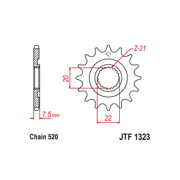 Zębatka przód 14Z JTF1323.14SC Honda CRF 250 04-18