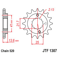Zębatka przód 14Z JTF1307.14 Honda XR 650 R 00-07