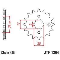 Zębatka przód 17Z JTF1264.17 Honda XR 125 XLR 125 CLR 125