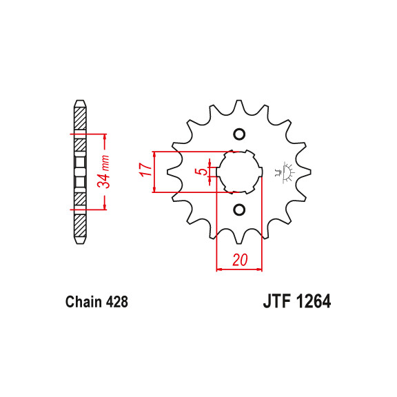 Zębatka przód 17Z JTF1264.17 Honda XR 125 XLR 125 CLR 125
