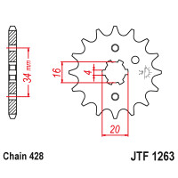 Zębatka przód 17Z JTF1263.17 Yamaha FZR 250 87-94
