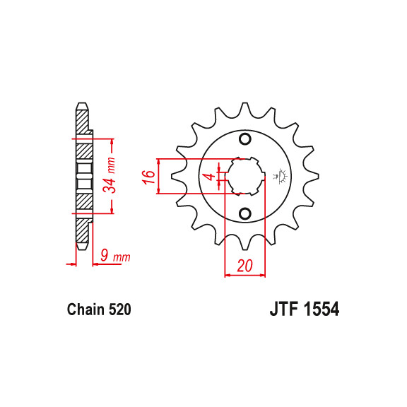 Zębatka przód 14Z JTF1554.14 Hyosung GT 250 04-15 GV 250 Aquila 01-15
