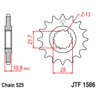 Zębatka przód 16Z JTF1586.16 Yamaha YZF-R6 600 06-17