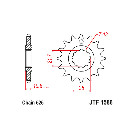 Zębatka przód 16Z JTF1586.16 Yamaha YZF-R6 600 06-17