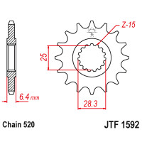Zębatka przód 14Z JTF1592.14 Yamaha YFM 700 R Raptor 06-14 YFZ 450 09-14