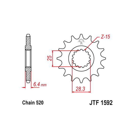 Zębatka przód 14Z JTF1592.14 Yamaha YFM 700 R Raptor 06-14 YFZ 450 09-14