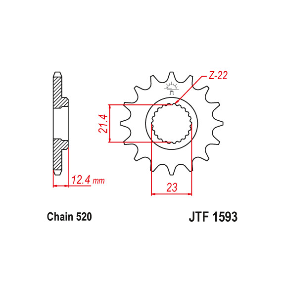 Zębatka przód 14Z JTF1593.14 Yamaha YFM 250 Raptor 08-13