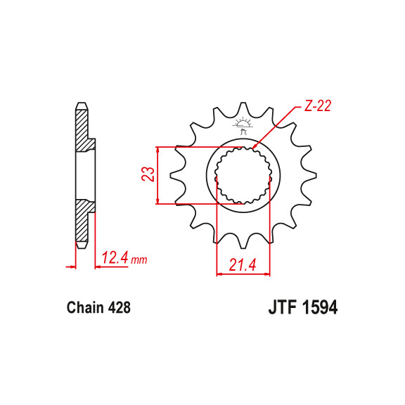 Zębatka przód 15Z JTF1594.15 Yamaha XG 250 05-06 YBR 250 07-13