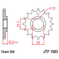 Zębatka przód 12Z JTF1503.12 Kawasaki KEF 300 Lakota Sport 01-03