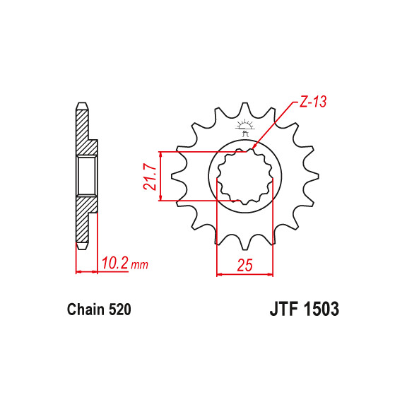 Zębatka przód 12Z JTF1503.12 Kawasaki KEF 300 Lakota Sport 01-03