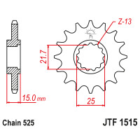 Zębatka przód 15Z JTF1515.15 Kawasaki ZX-6R (ZX 600) 95-97