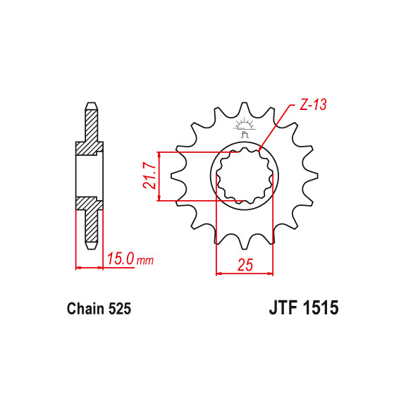 Zębatka przód 15Z JTF1515.15 Kawasaki ZX-6R (ZX 600) 95-97