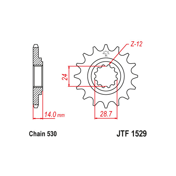 Zębatka przód 17Z JTF1529.17 Kawasaki GPZ 1100 ZRX 1100 1200
