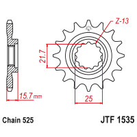 Zębatka przód 15Z JTF1535.15 Kawasaki ZX-6R (ZX 600) ZZR 600 (ZX 600)