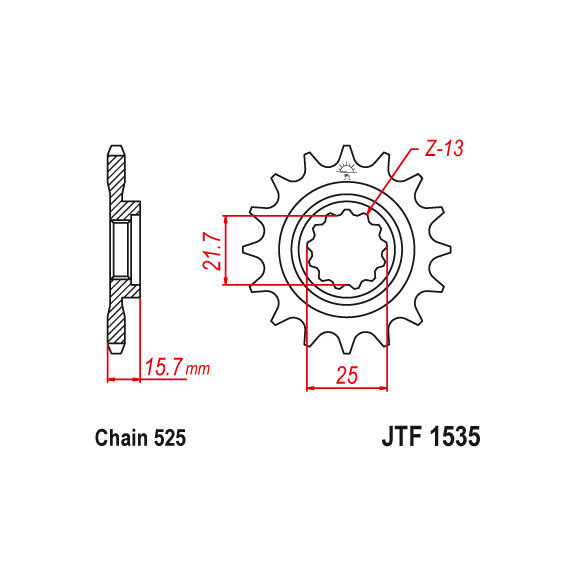 Zębatka przód 15Z JTF1535.15 Kawasaki ZX-6R (ZX 600) ZZR 600 (ZX 600)
