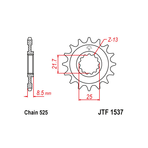 Zębatka przód 15Z JTF1537.15 Kawasaki KLZ 1000 Z 1000 ZX-10R (ZX 1000)