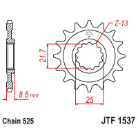 Zębatka przód 17Z JTF1537.17 Kawasaki ZX-10R (ZX 1000) KLV 1000