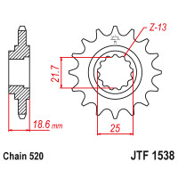 Zębatka przód 15Z JTF1538.15 Kawasaki Z 750 (ZR 750) Z 800 (ZR800)