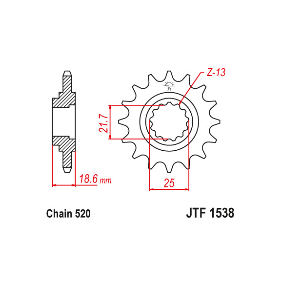 Zębatka przód 15Z JTF1538.15 Kawasaki Z 750 (ZR 750) Z 800 (ZR800)