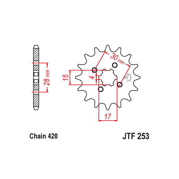 Zębatka przód 15Z JTF253.15 Honda C 50 90 MBX 80 MCX 80 MTX 80 ST 70 XR 70