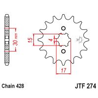 Zębatka przód 14Z JTF274.14 Honda CRF 100 04-13 XR 100 R 85-03