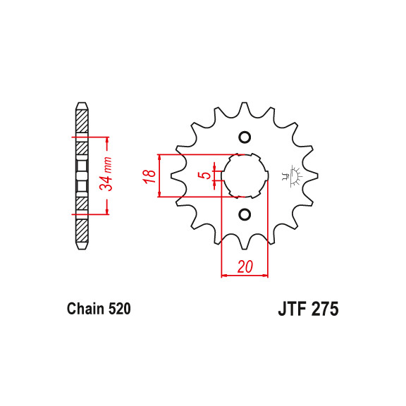 Zębatka przód 15Z JTF274.15 Honda H 100 80-92 XL 100 79-86