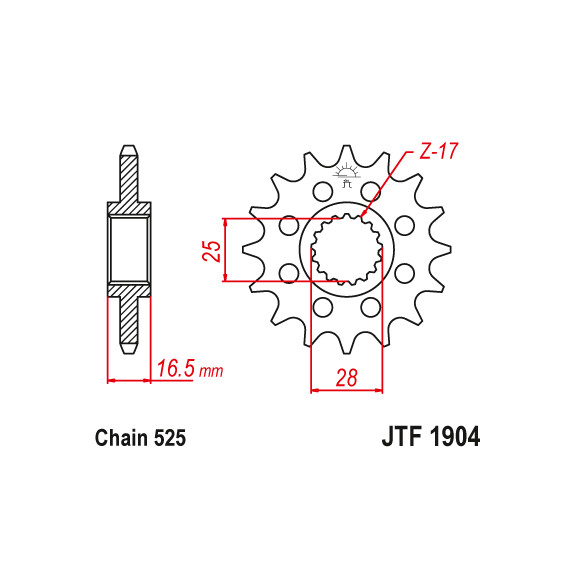 Zębatka przód 16Z JTF1904.16 KTM Adventure 990 09-13 Super Duke 990 12-13