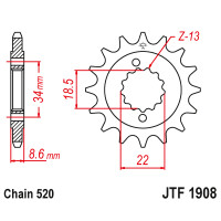 Zębatka przód 15Z JTF1908.15 KTM Duke 390 13-18 RC 390 14-17