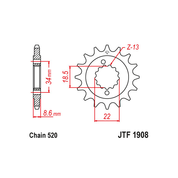 Zębatka przód 15Z JTF1908.15 KTM Duke 390 13-18 RC 390 14-17