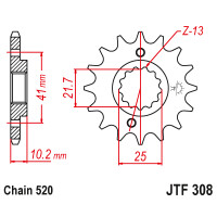 Zębatka przód 14Z JTF308.14 Honda FMX 650 FX 650 SLR 650