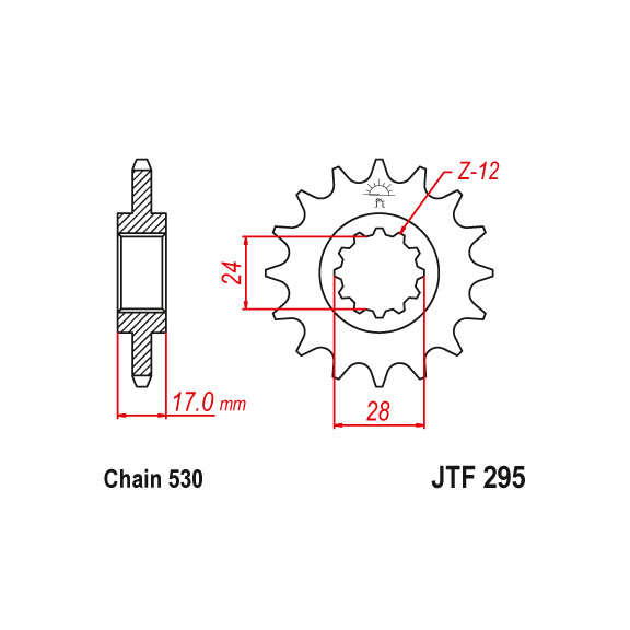 Zębatka przód 15Z JTF295.15 Honda CBR 500 87-90 CBR 600 87-96