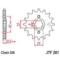 Zębatka przód 13Z JTF281.13 Honda XR 250 R 81-83
