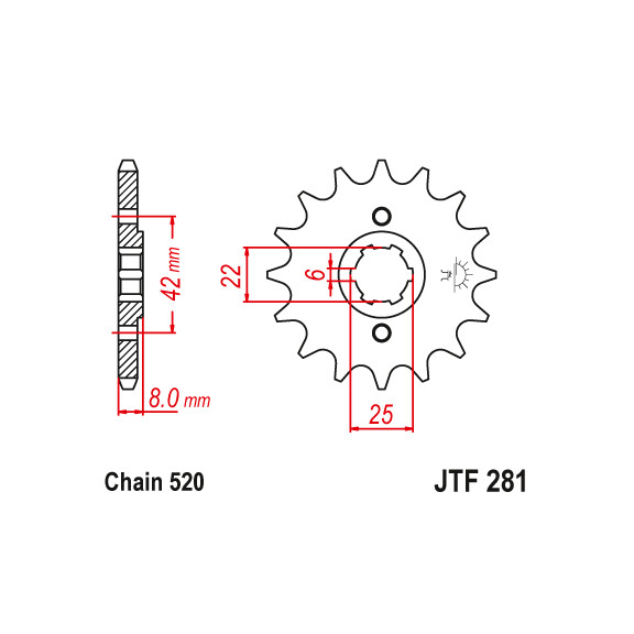Zębatka przód 13Z JTF281.13 Honda XR 250 R 81-83