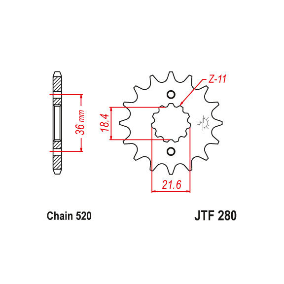 Zębatka przód 13Z JTF280.13