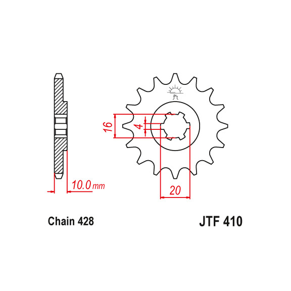 Zębatka przód 14Z JTF410.14 Hyosung XRX 125 GF 125 GT 125 Suzuki GZ 125