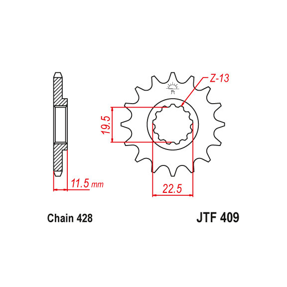 Zębatka przód 16Z JTF409.16 Suzuki DF 125 99-00 DR 125 95-00